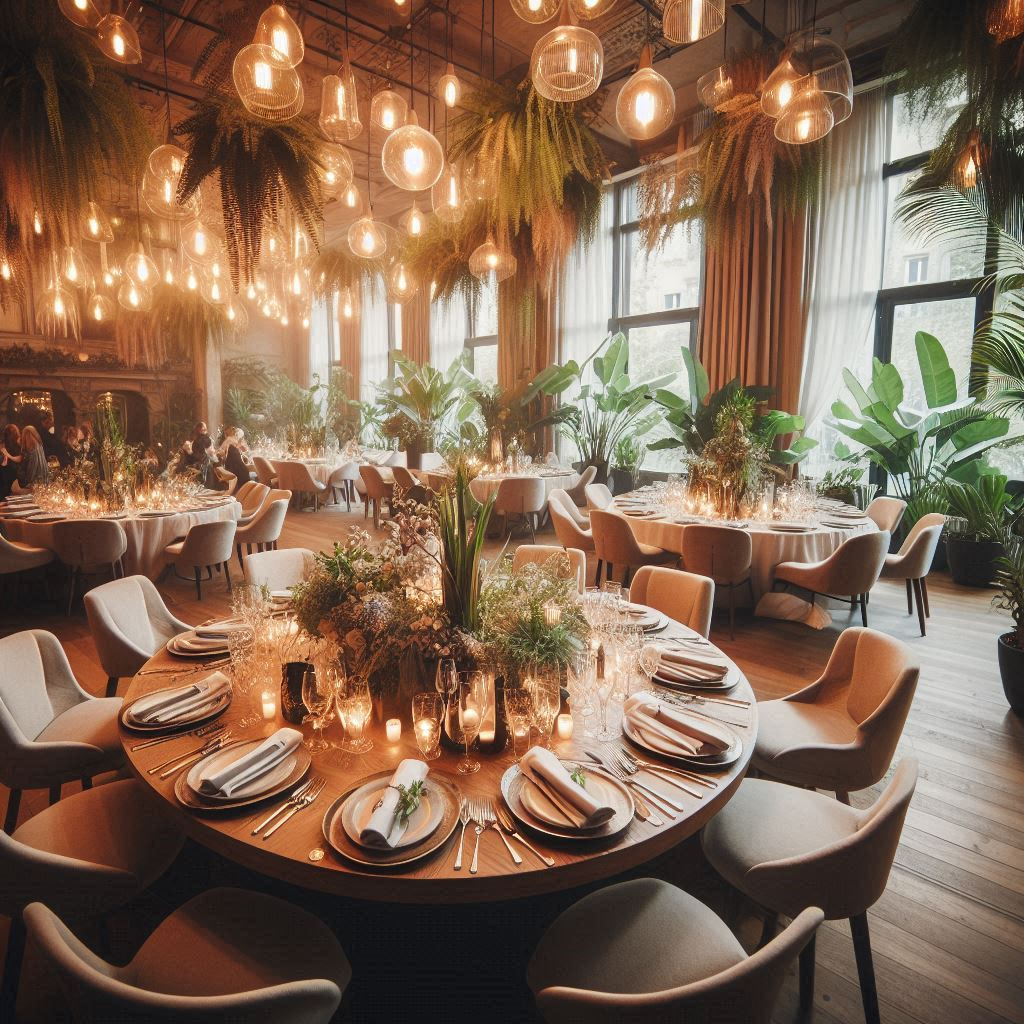 Elegant gala dinner event in the club's main hall